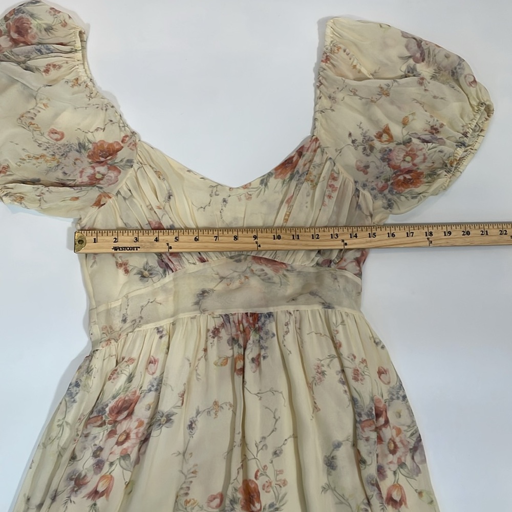 LoveShackFancy Angie Dress Size 6 Delicate Floral 100% Silk Maxi Dress - Picture 6 of 13